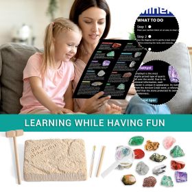 Gemstone Dig Kit DIY Activity STEM Educational Science Toys Excavate 5 Real Crystals STEM Educational Toys Science Kits Rock And Geology Party Favors