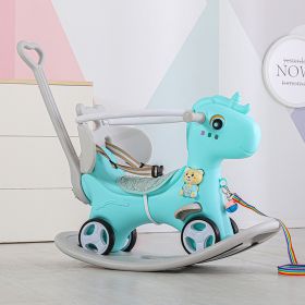 Rocking Horse for Toddlers, Balance Bike Ride On Toys with Push Handle, Backrest and Balance Board for Baby Girl and Boy, Unicorn Kids Riding Birthday