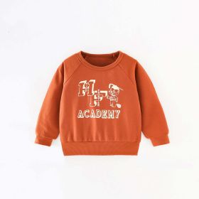 Baby Cartoon And Letters Print Pattern Loose Hoodie (Color: Orange, Size/Age: 90 (12-24M))