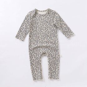 Baby Ditsy Flower Pattern Envelope Collar Nordic Style Jumpsuit (Color: Blue, Size/Age: 80 (9-12M))