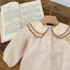 Baby Girl Solid Color Doll Neck Shirt Strap Onesies